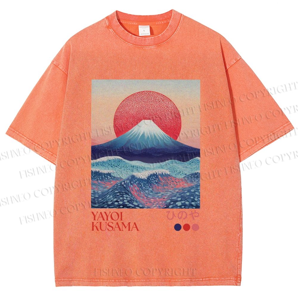 Unisex Yayoi Kusama Mount Fuji Printed Washed Tee