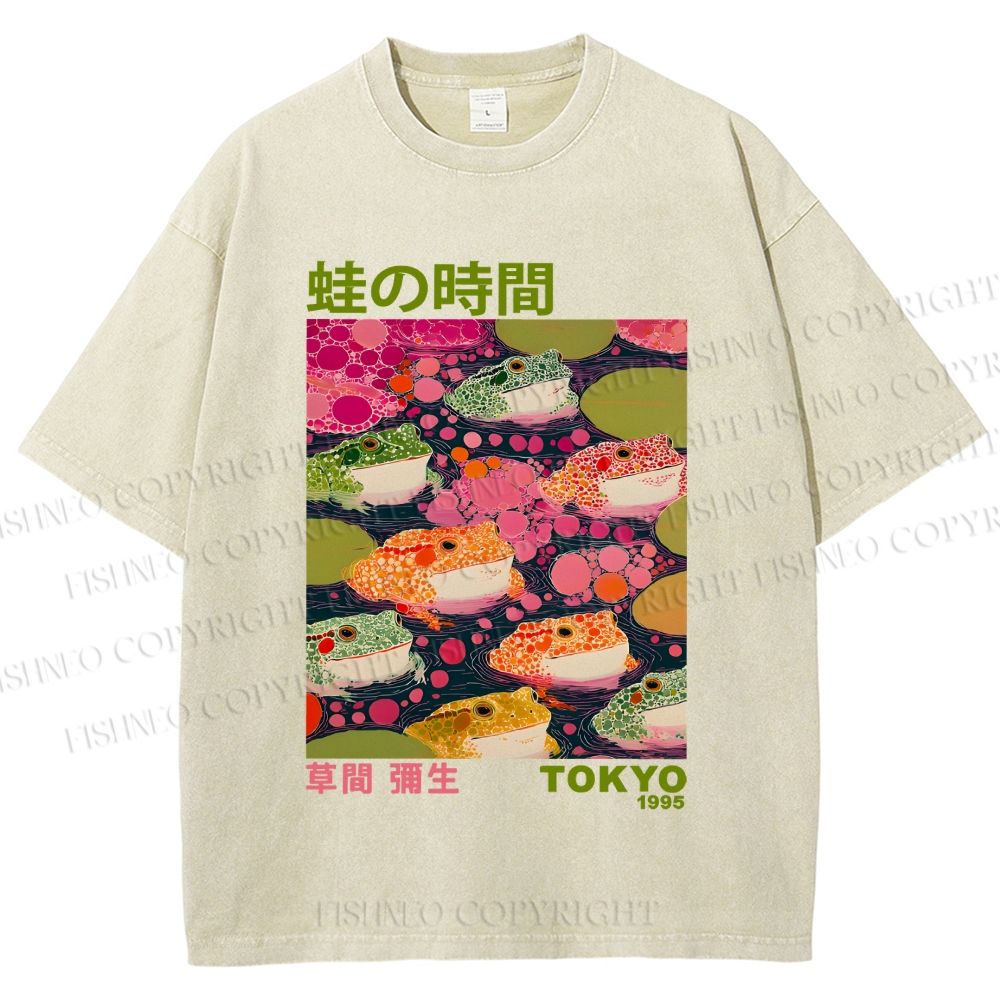 Unisex Yayoi Kusama Frogs Printed Washed Tee