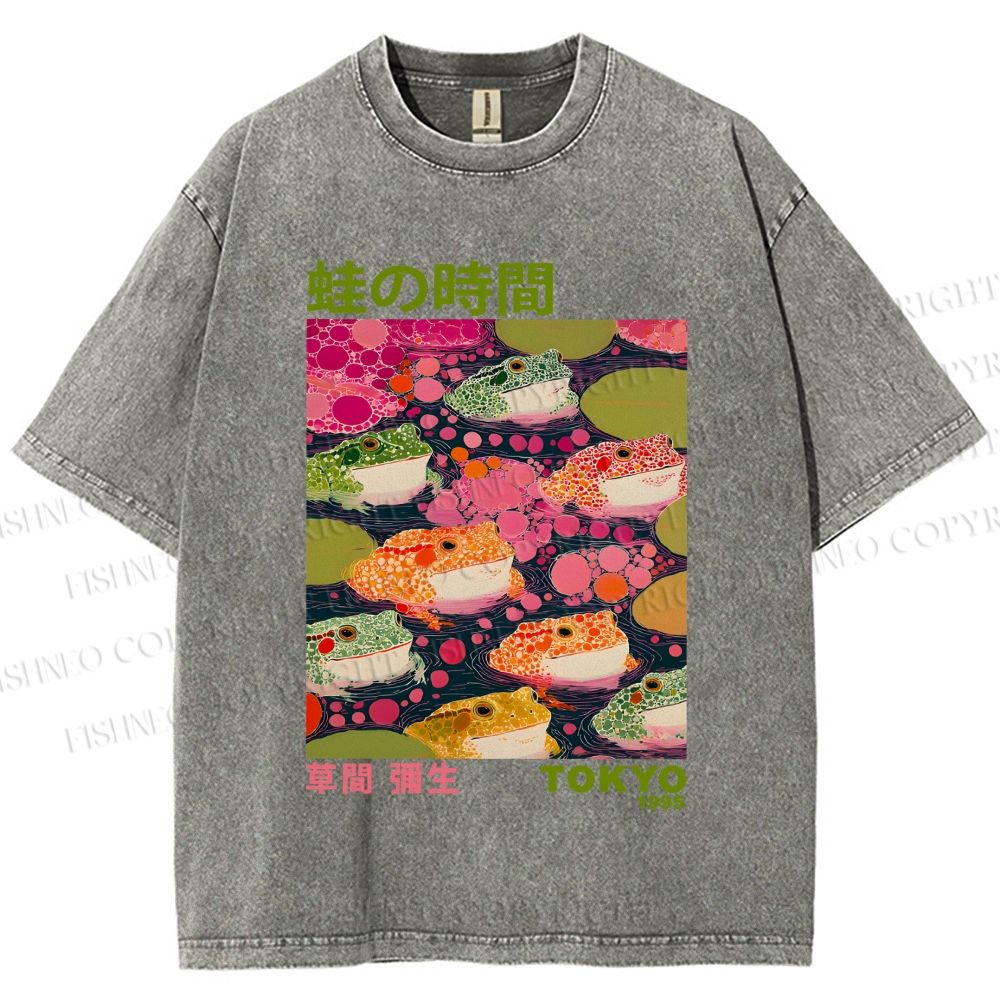 Unisex Yayoi Kusama Frogs Printed Washed Tee