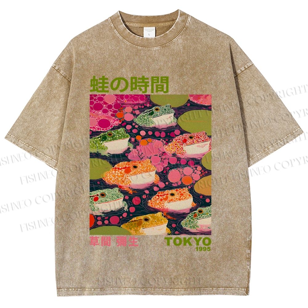 Unisex Yayoi Kusama Frogs Printed Washed Tee
