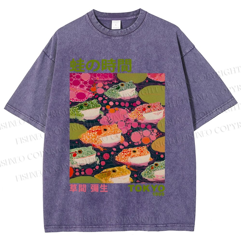 Unisex Yayoi Kusama Frogs Printed Washed Tee