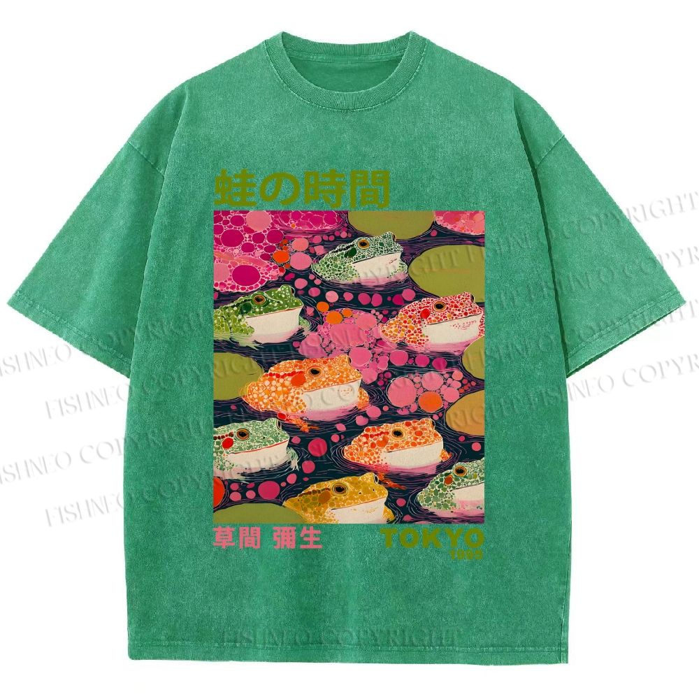 Unisex Yayoi Kusama Frogs Printed Washed Tee