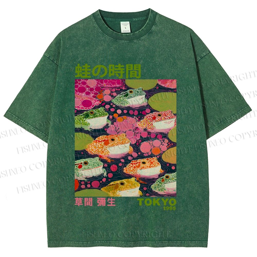 Unisex Yayoi Kusama Frogs Printed Washed Tee