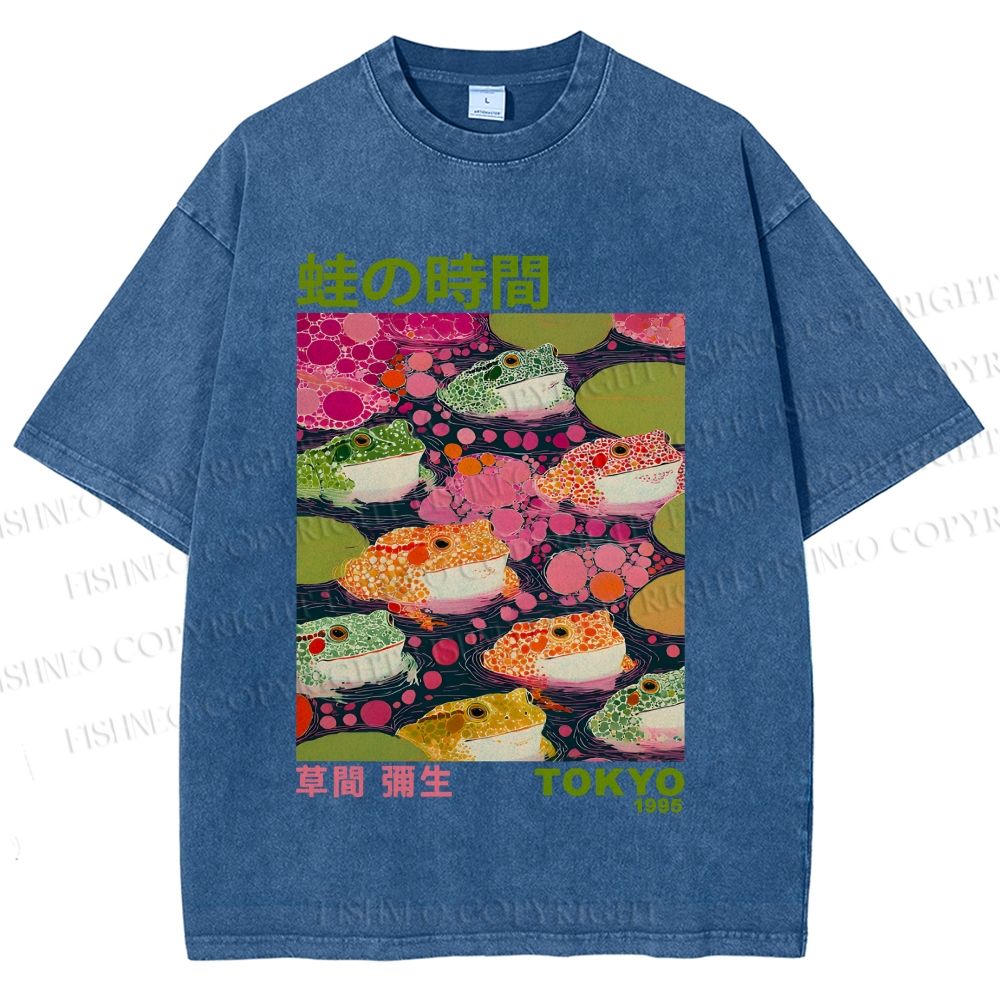 Unisex Yayoi Kusama Frogs Printed Washed Tee