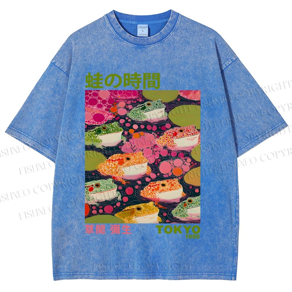 Unisex Yayoi Kusama Frogs Printed Washed Tee