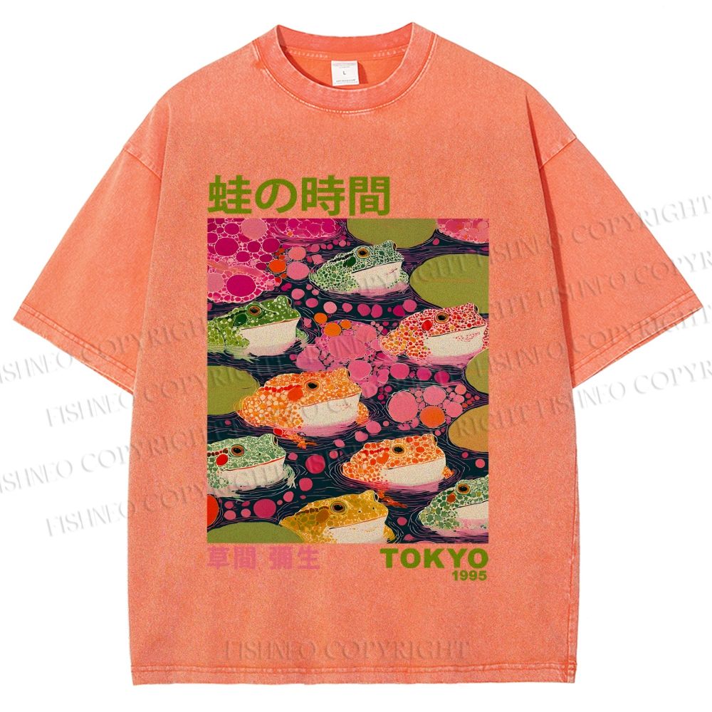 Unisex Yayoi Kusama Frogs Printed Washed Tee