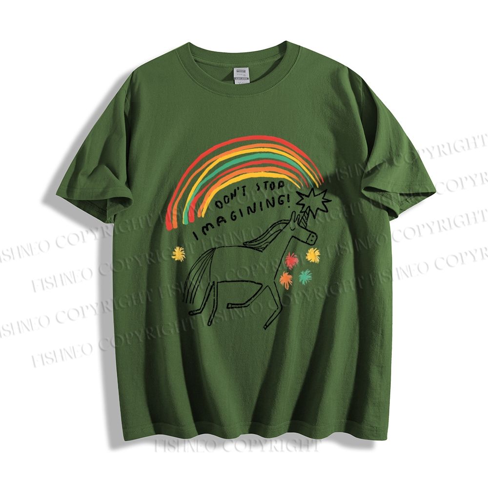 Unisex Classic Cotton Imagining Unicorn Printed T-shirt