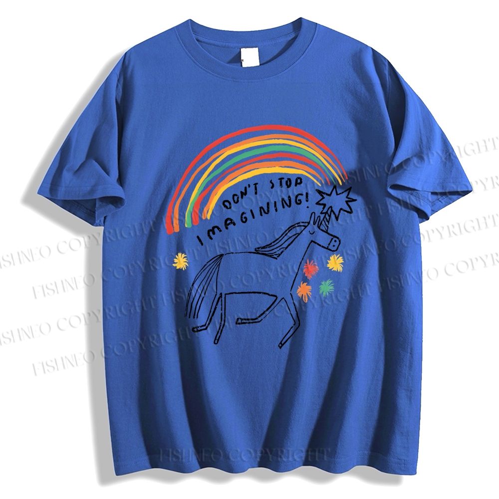 Unisex Classic Cotton Imagining Unicorn Printed T-shirt