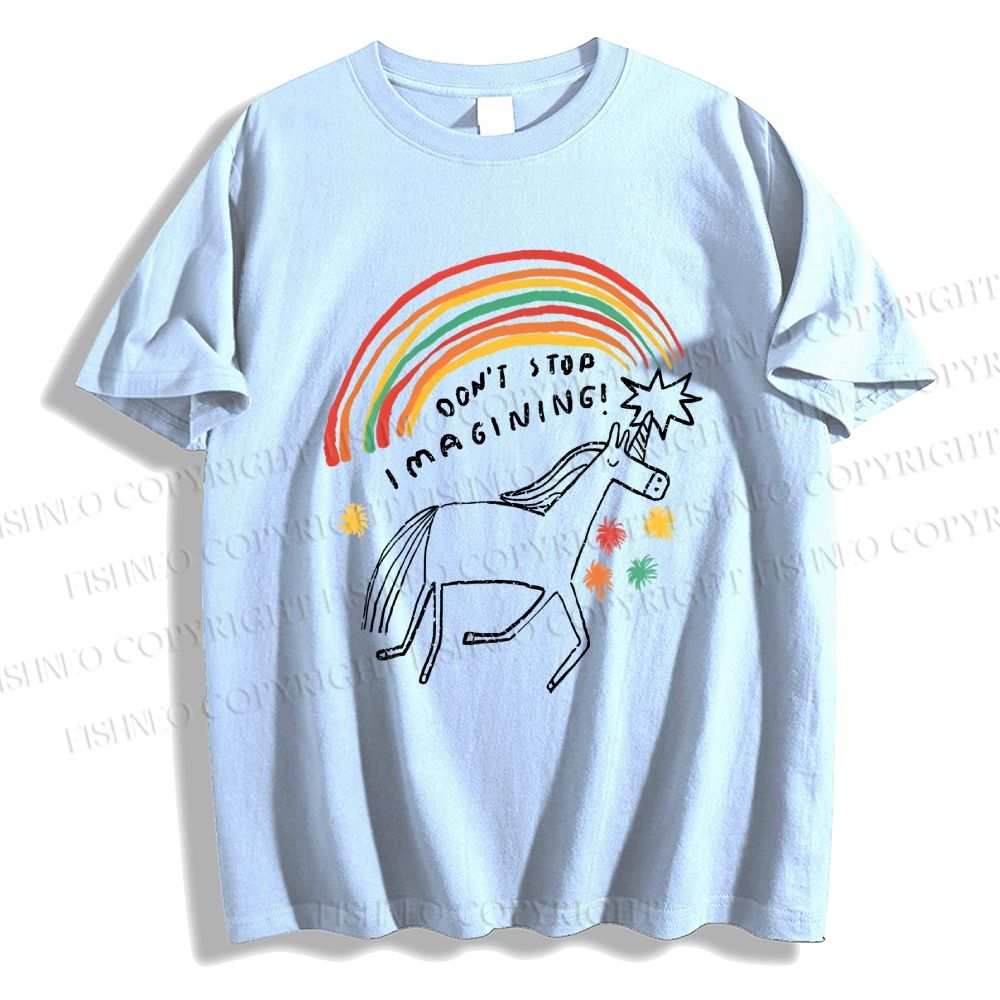 Unisex Classic Cotton Imagining Unicorn Printed T-shirt