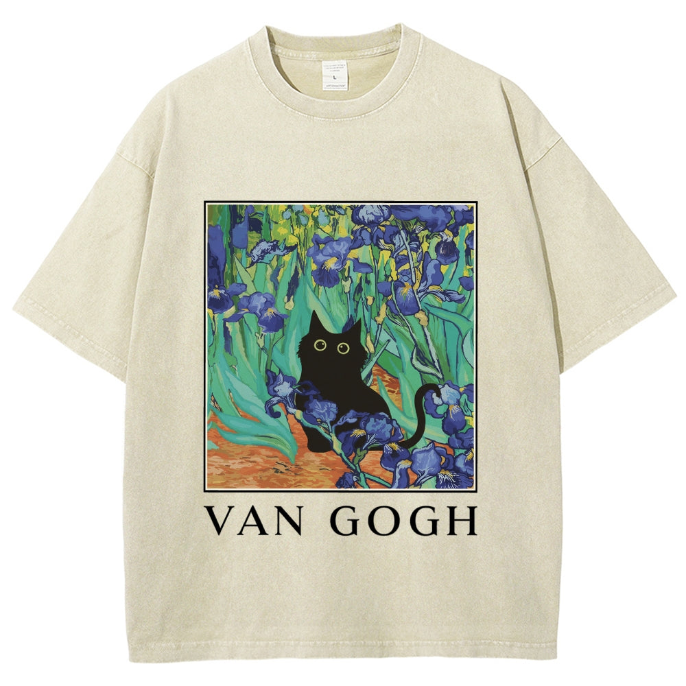 Van Gogh's Cat Japan Washed T-Shirt