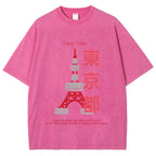 Tokyo Tower Vintage Wash Japanese Design T-Shirt