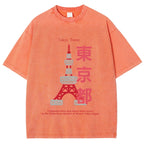 Tokyo Tower Vintage Wash Japanese Design T-Shirt