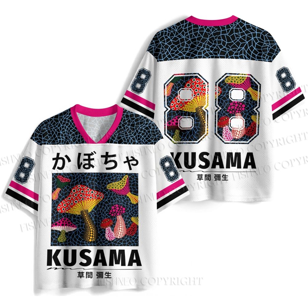 Yayoi Kusama Colorful Mushroom Printed Jersey Shirts