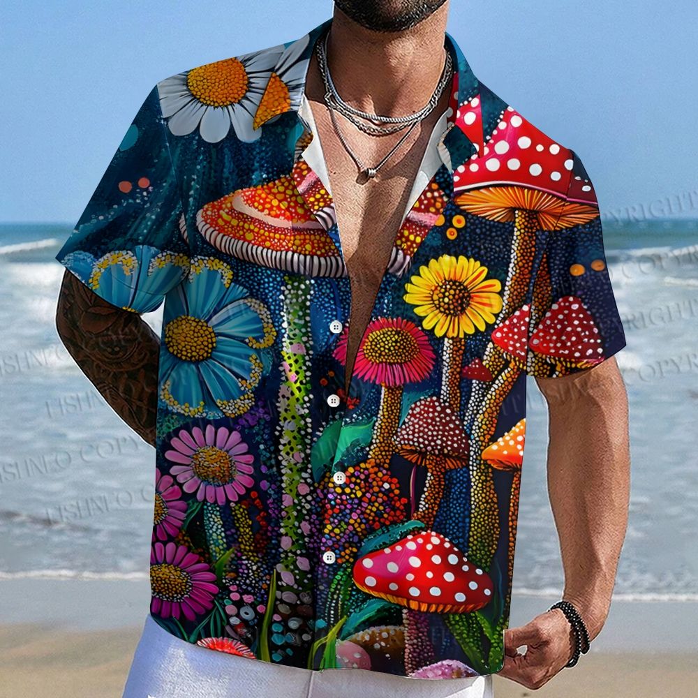 Yayoi Kusama Mushrooms Hawaiian Shirt