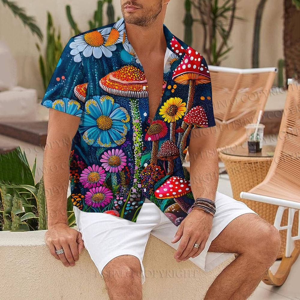 Yayoi Kusama Mushrooms Hawaiian Shirt