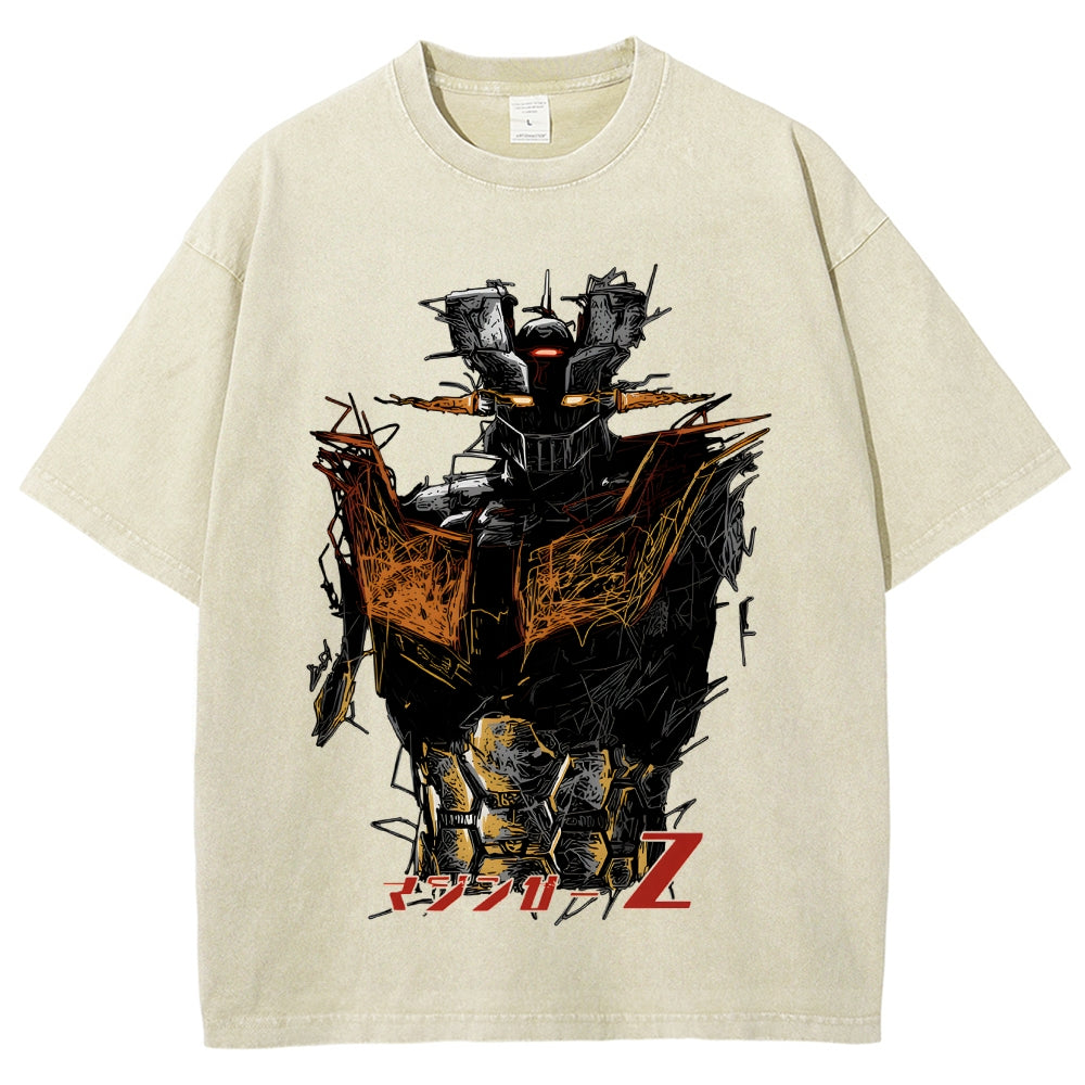 Unisex Mazinger Z Printed Washed Tee