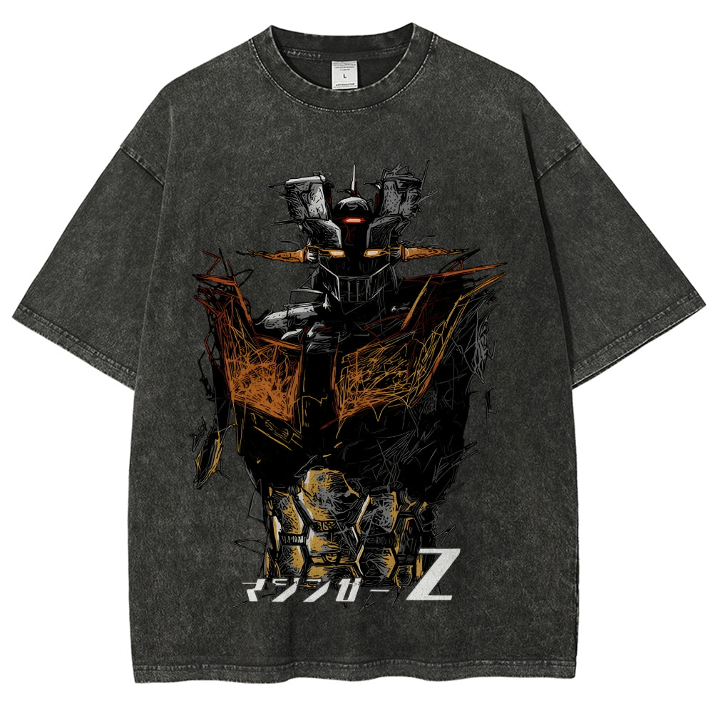 Unisex Mazinger Z Printed Washed Tee