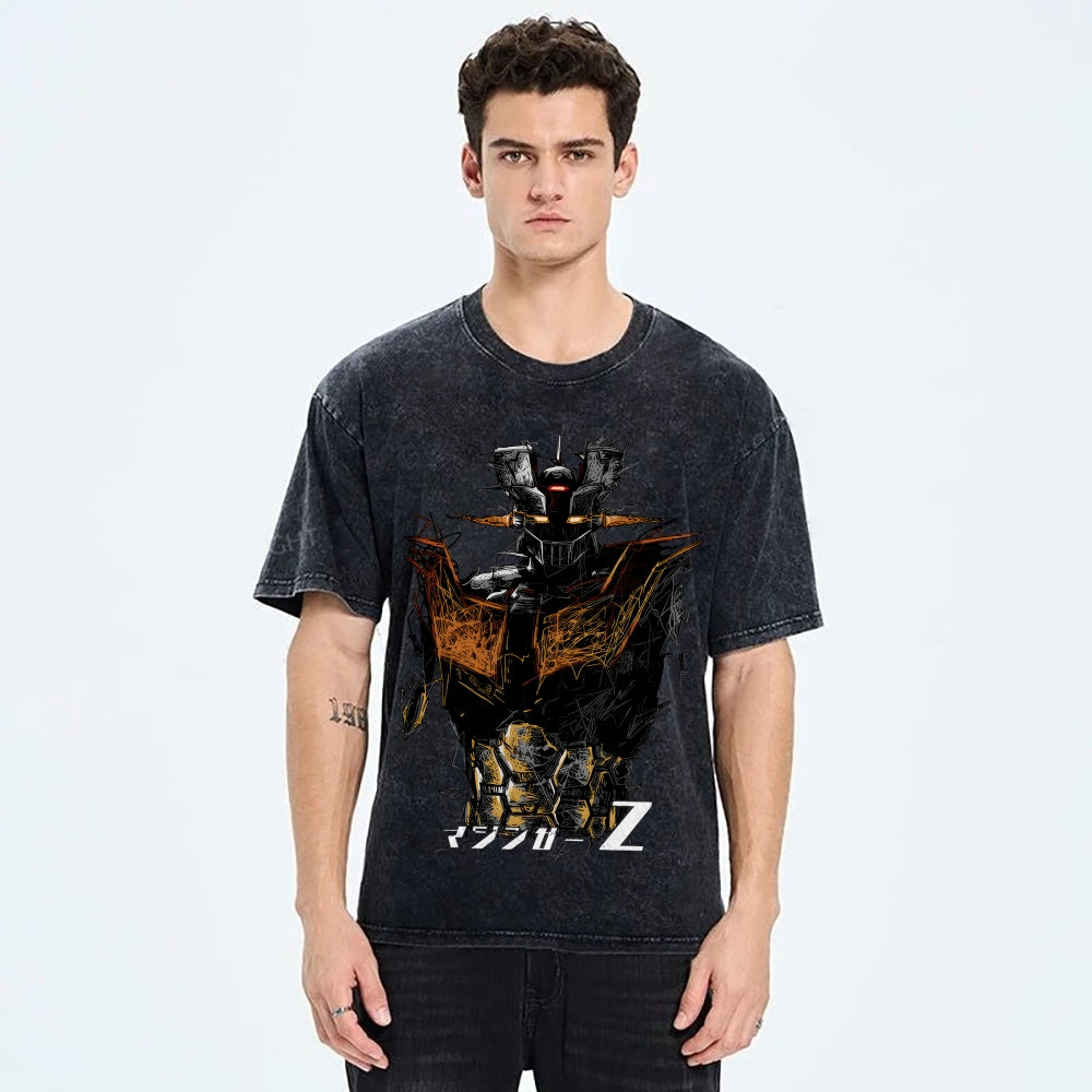 Unisex Mazinger Z Printed Washed Tee
