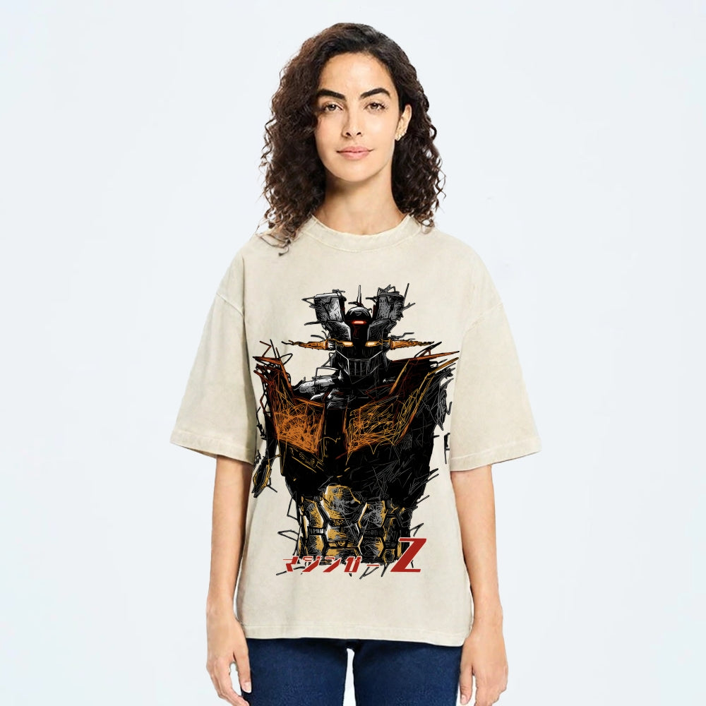 Unisex Mazinger Z Printed Washed Tee