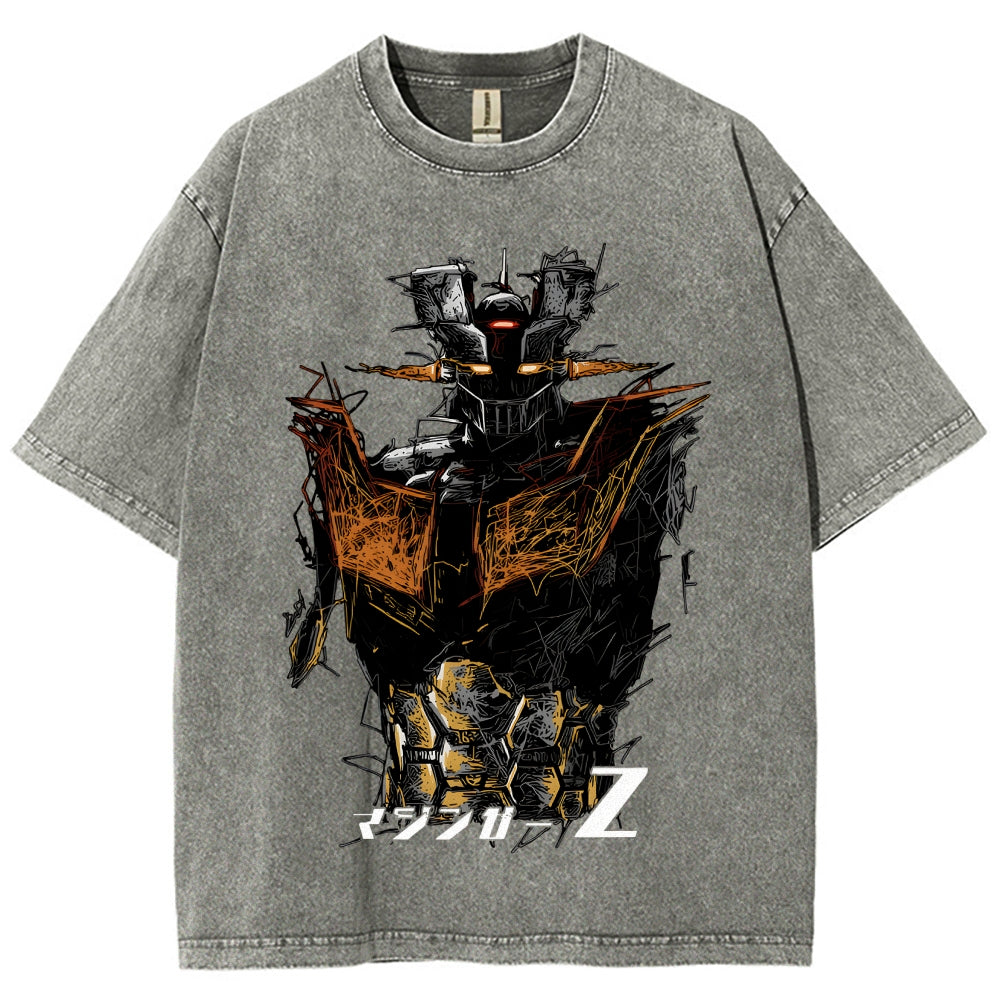 Unisex Mazinger Z Printed Washed Tee