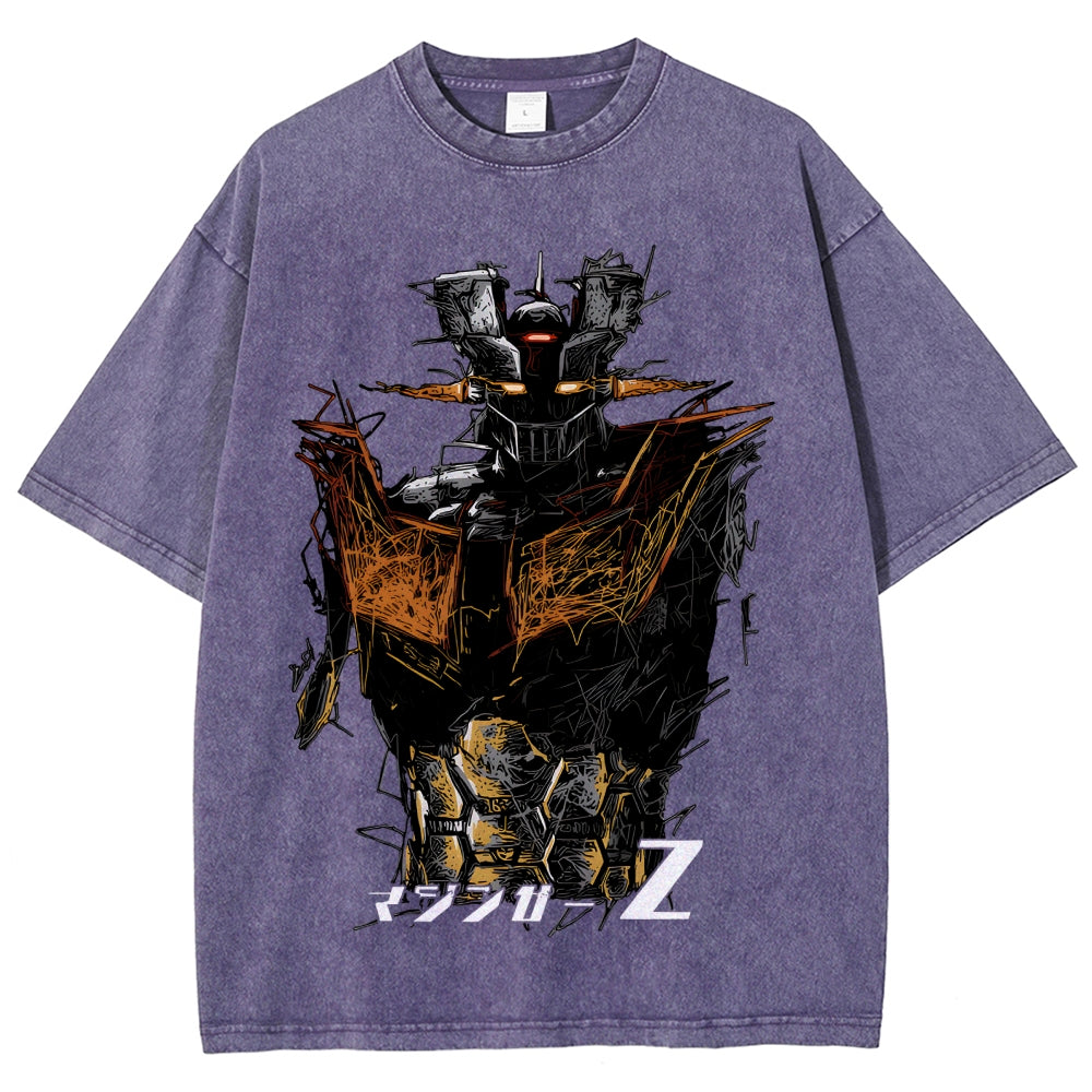 Unisex Mazinger Z Printed Washed Tee