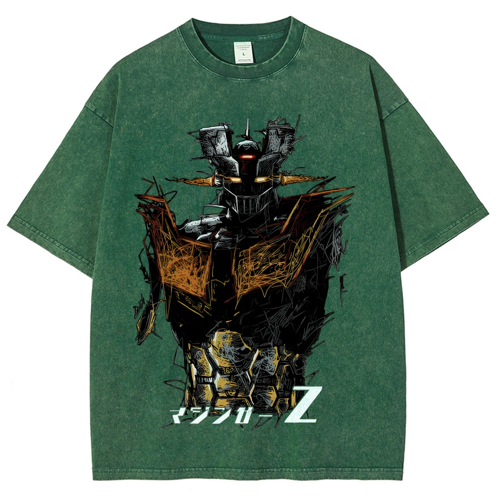 Unisex Mazinger Z Printed Washed Tee