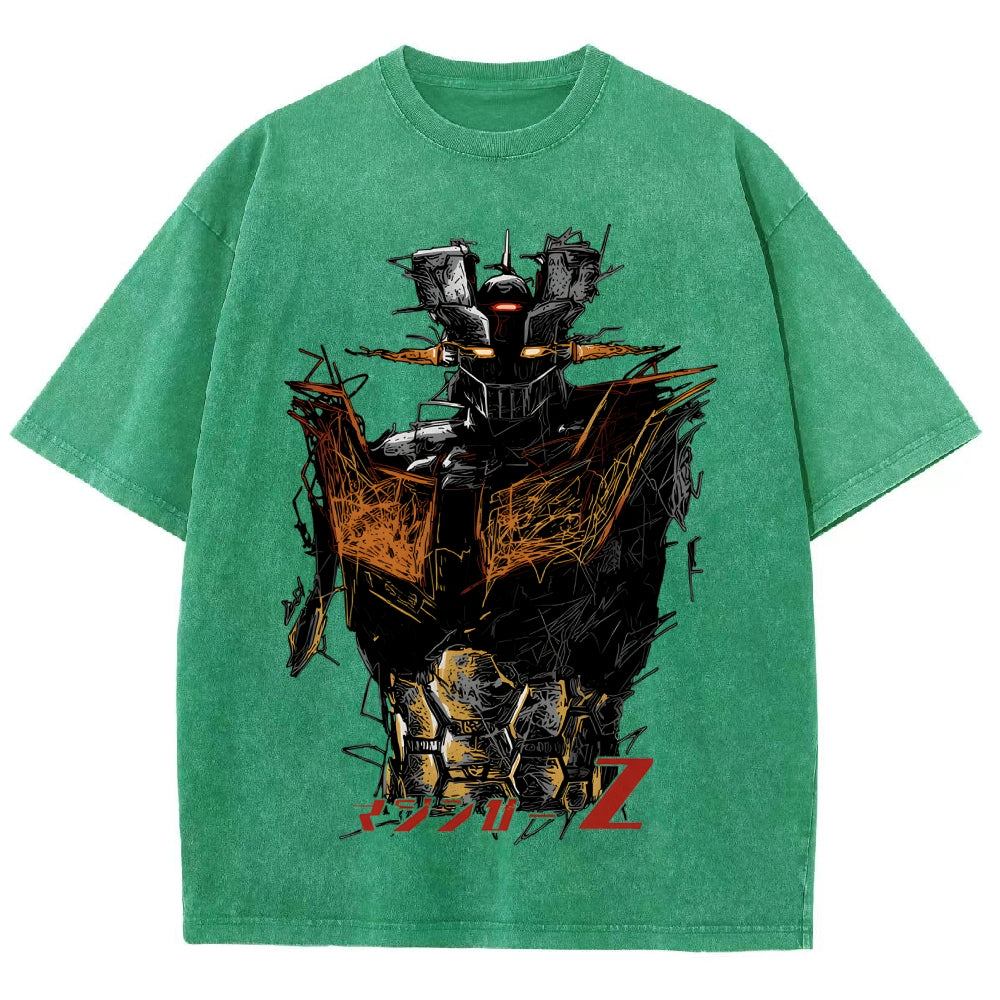 Unisex Mazinger Z Printed Washed Tee