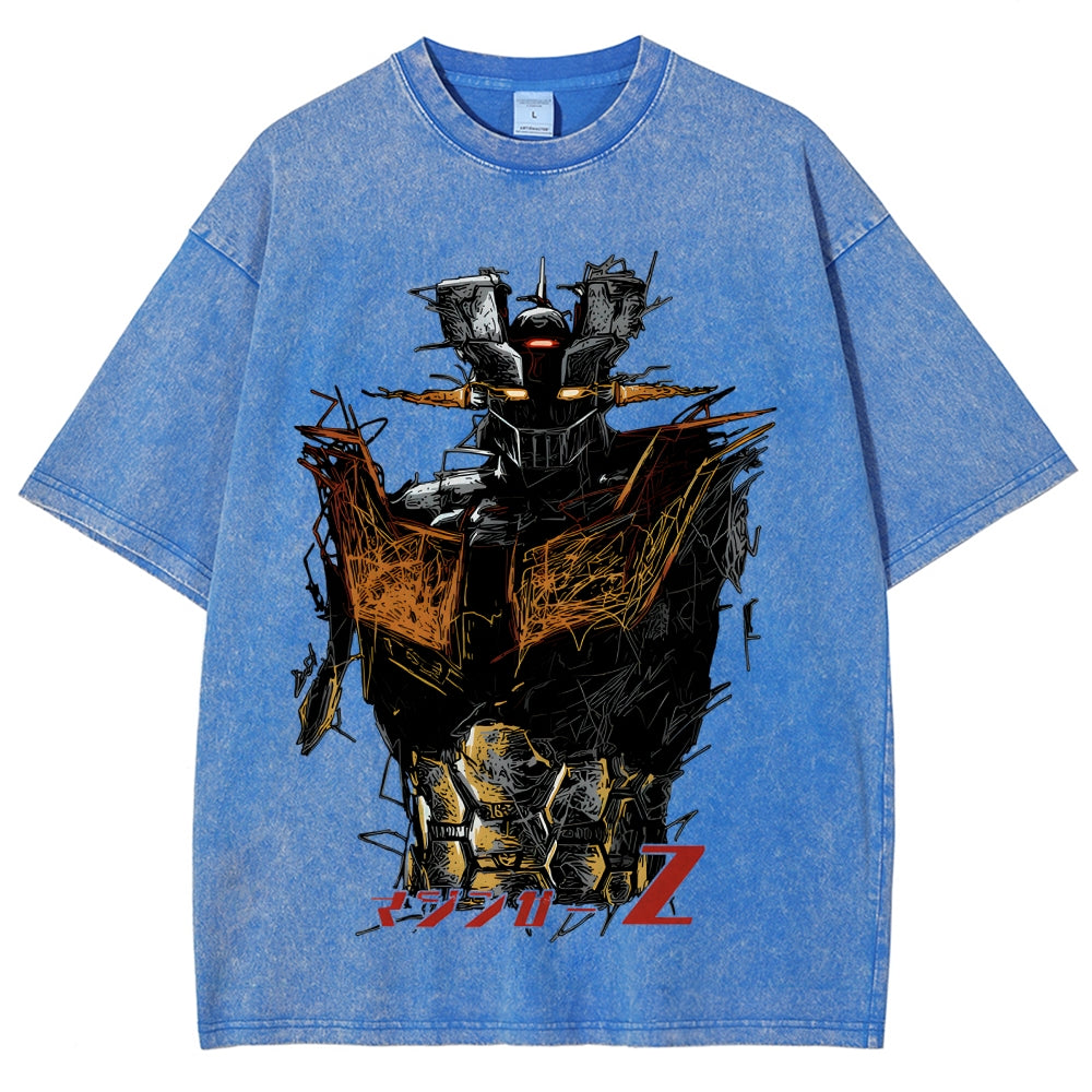 Unisex Mazinger Z Printed Washed Tee