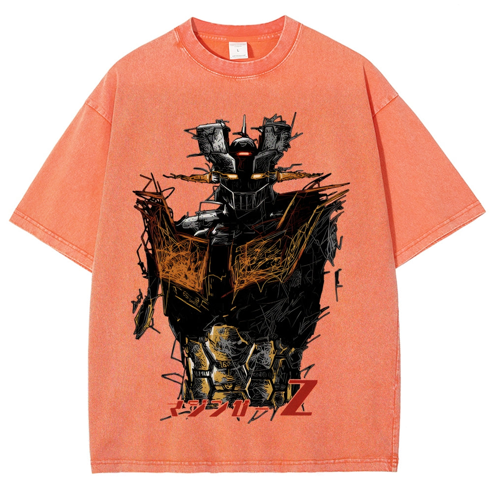 Unisex Mazinger Z Printed Washed Tee