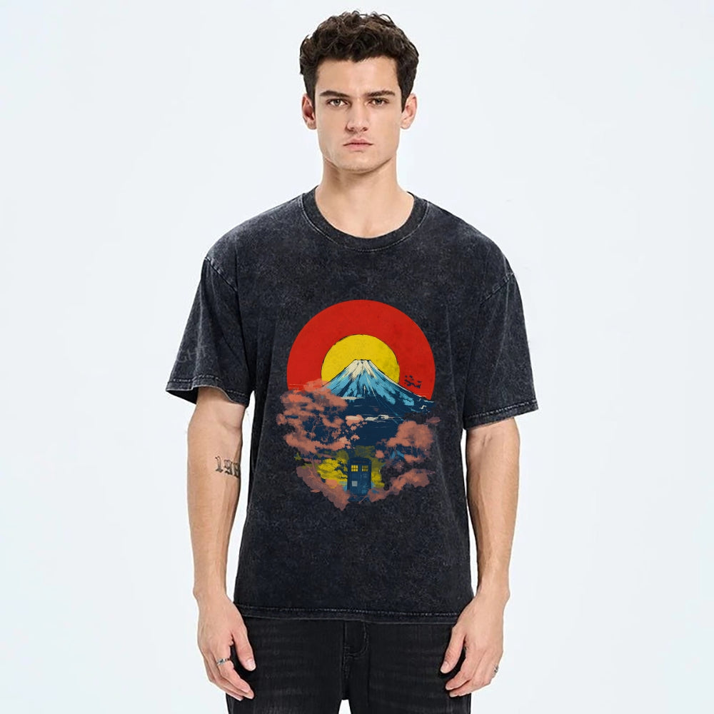 Mount Fuji & TARDIS Vintage Washed T-shirt