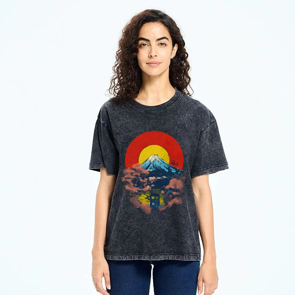 Mount Fuji & TARDIS Vintage Washed T-shirt