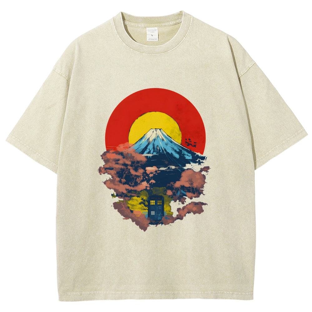 Mount Fuji & TARDIS Vintage Washed T-shirt