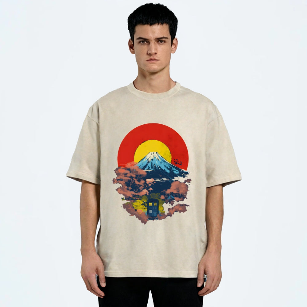 Mount Fuji & TARDIS Vintage Washed T-shirt