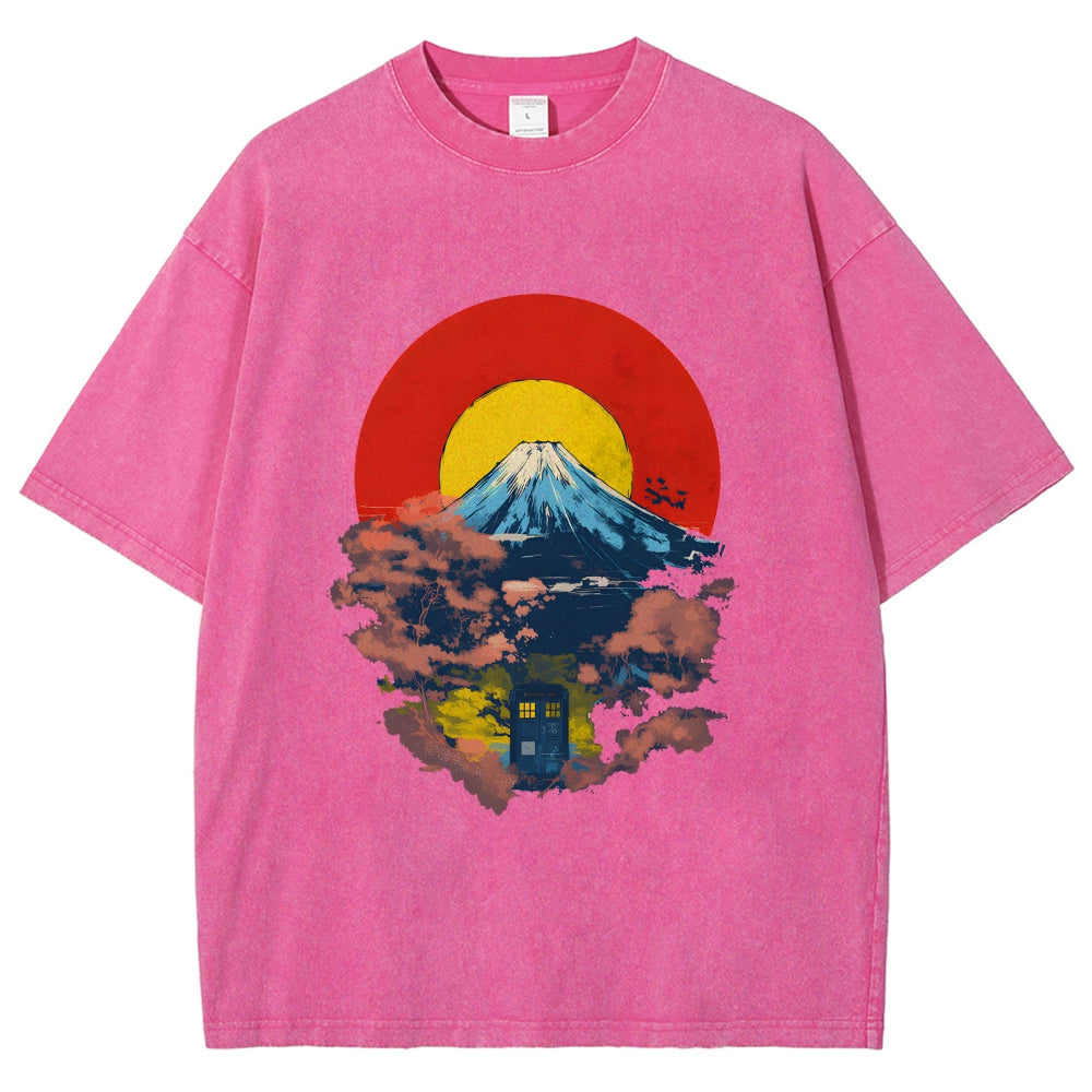 Mount Fuji & TARDIS Vintage Washed T-shirt