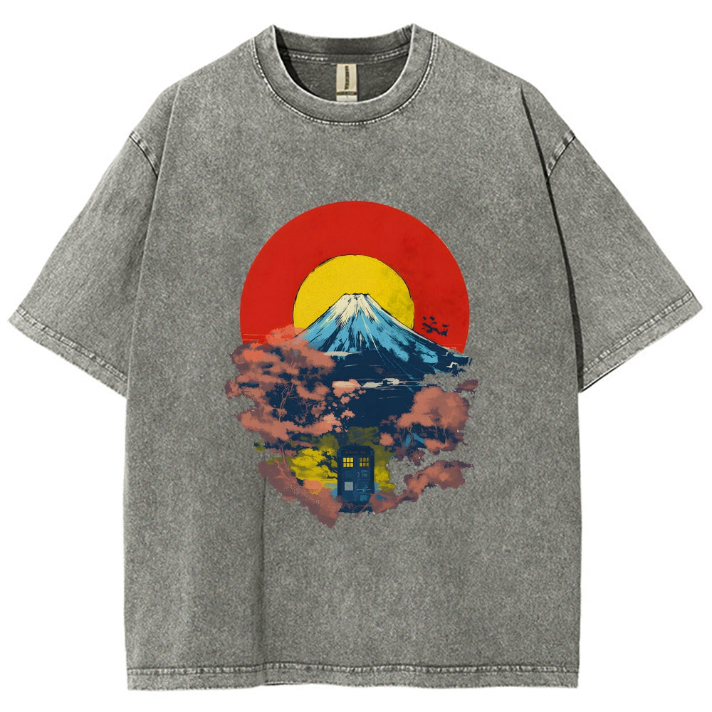 Mount Fuji & TARDIS Vintage Washed T-shirt