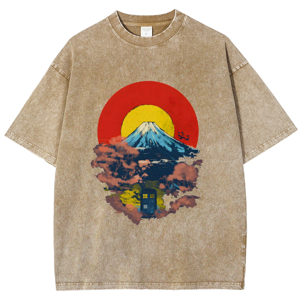 Mount Fuji & TARDIS Vintage Washed T-shirt