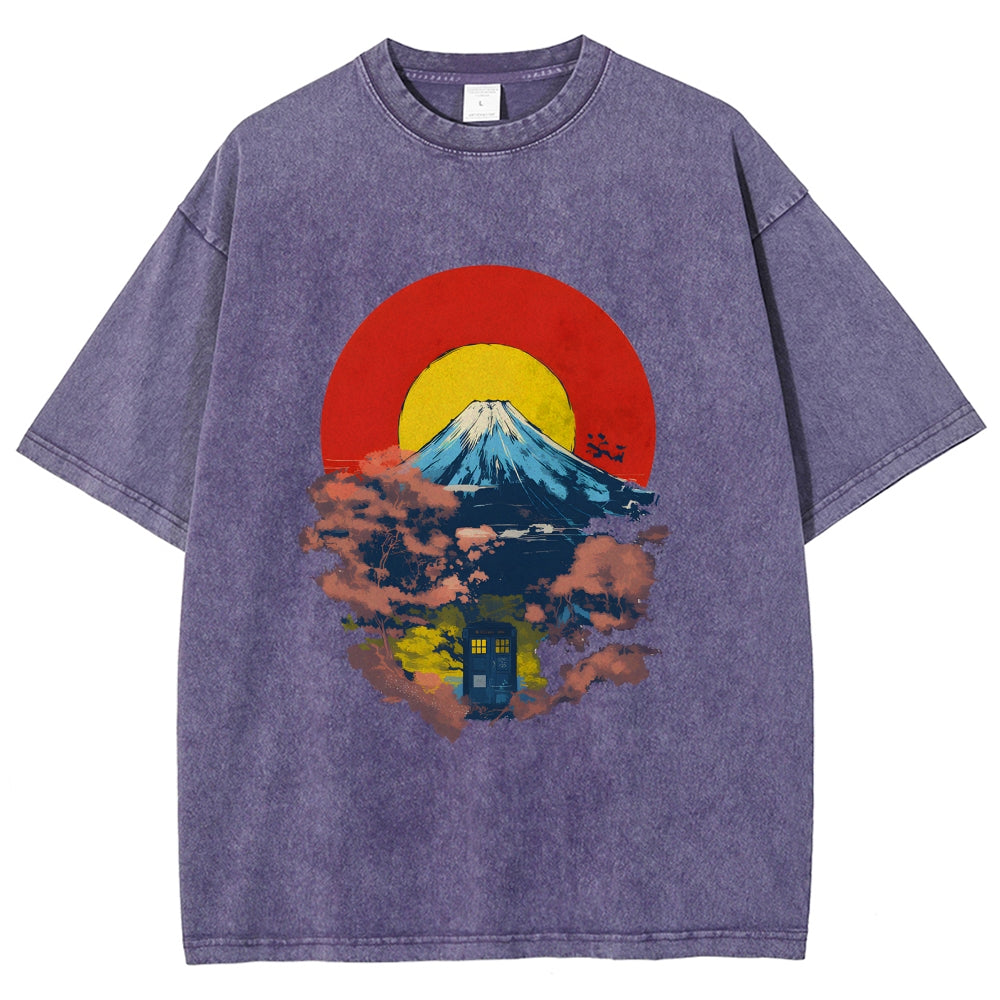 Mount Fuji & TARDIS Vintage Washed T-shirt