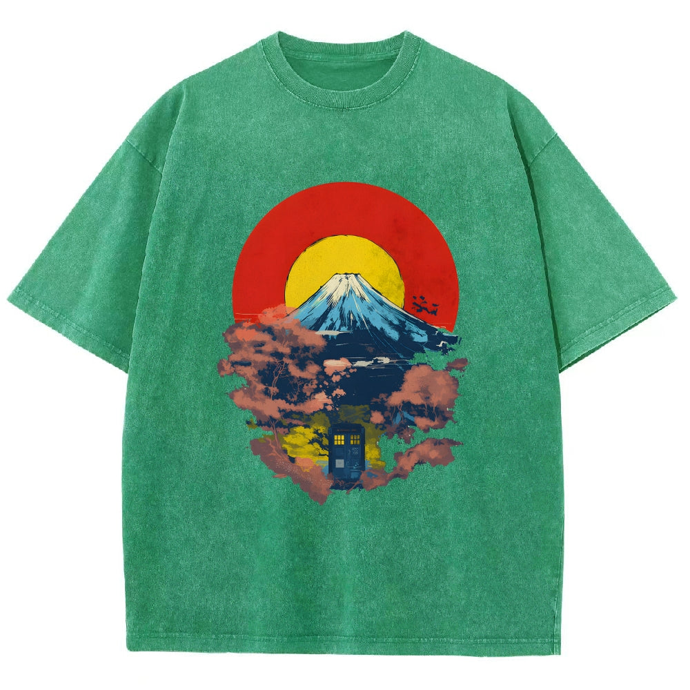 Mount Fuji & TARDIS Vintage Washed T-shirt