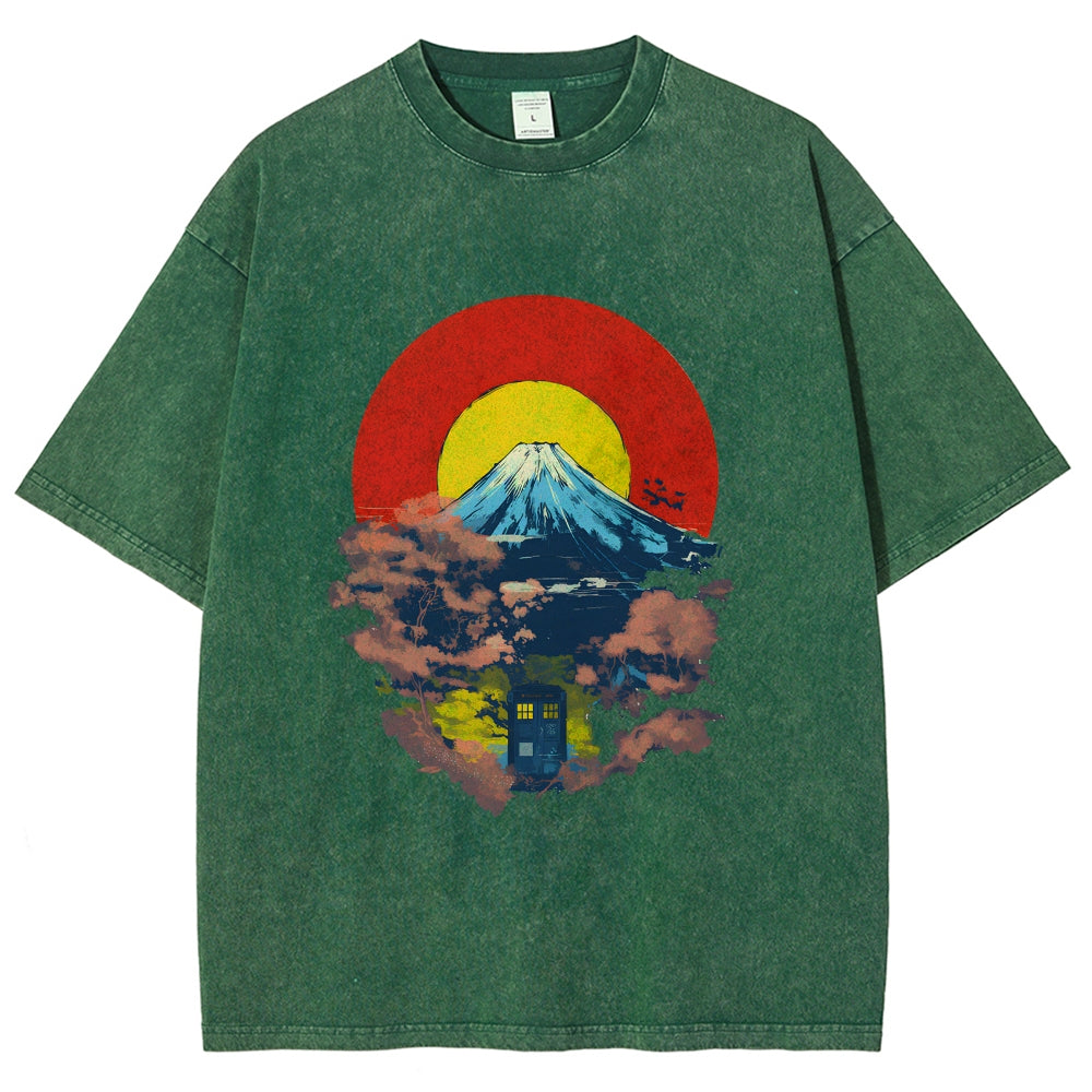Mount Fuji & TARDIS Vintage Washed T-shirt
