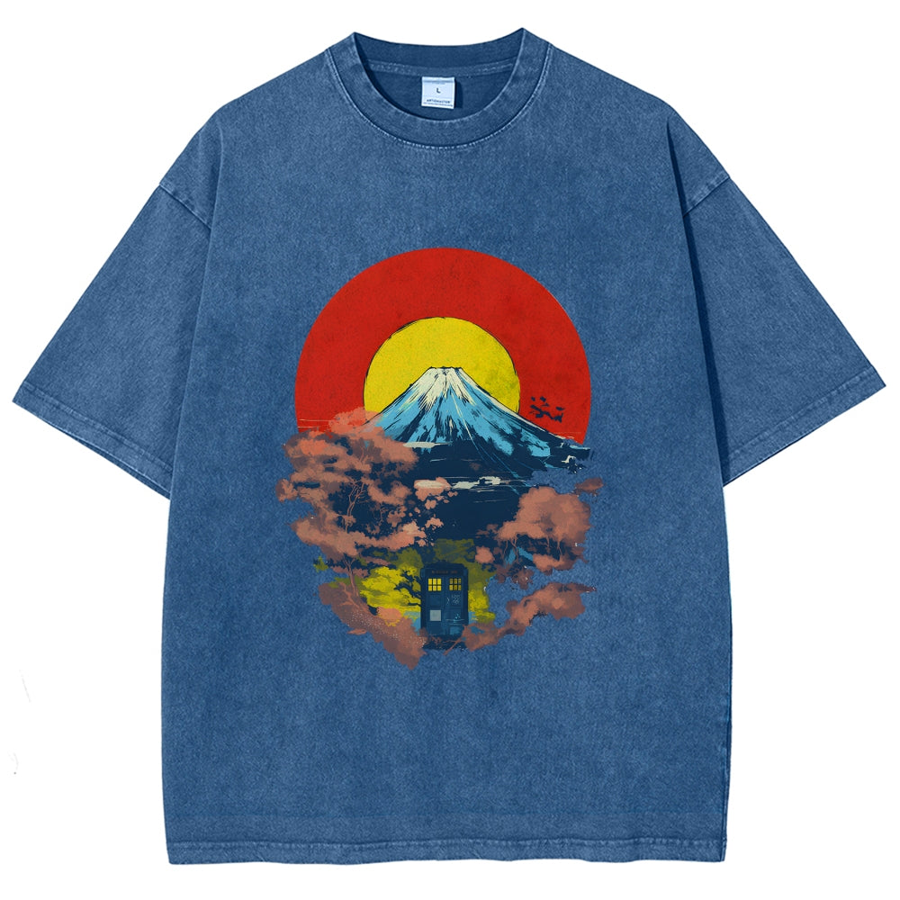 Mount Fuji & TARDIS Vintage Washed T-shirt