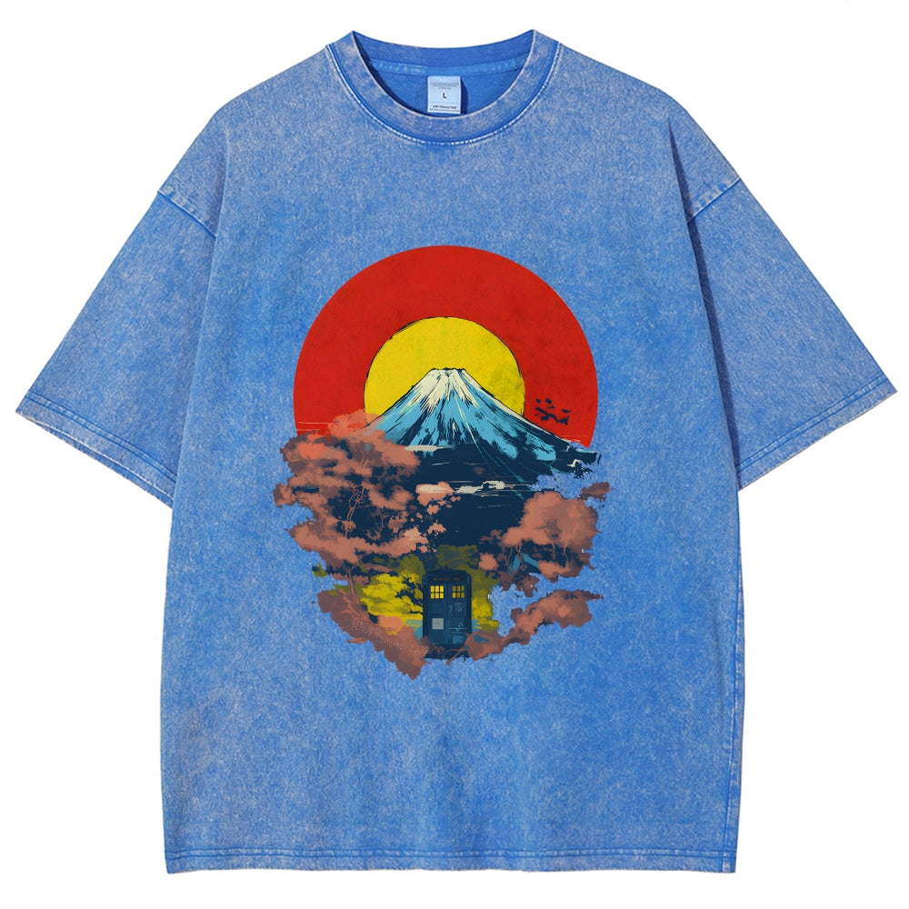 Mount Fuji & TARDIS Vintage Washed T-shirt