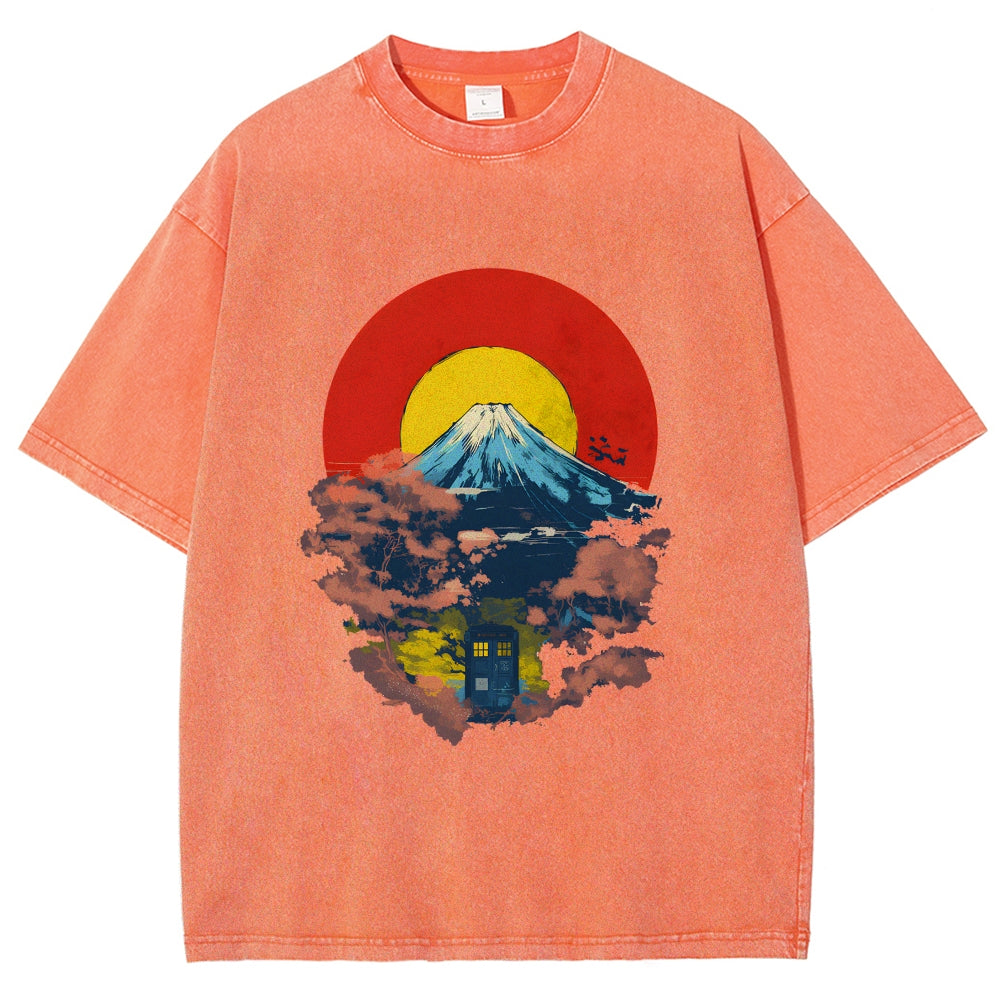 Mount Fuji & TARDIS Vintage Washed T-shirt