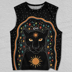 Unisex Black Jaguar Printed Tank Top