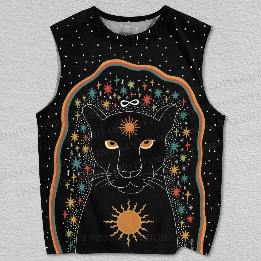 Unisex Black Jaguar Printed Tank Top