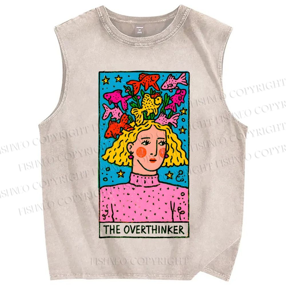 Unisex The Overthinker Printed Washed Tank Top