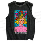 Unisex The Overthinker Printed Washed Tank Top