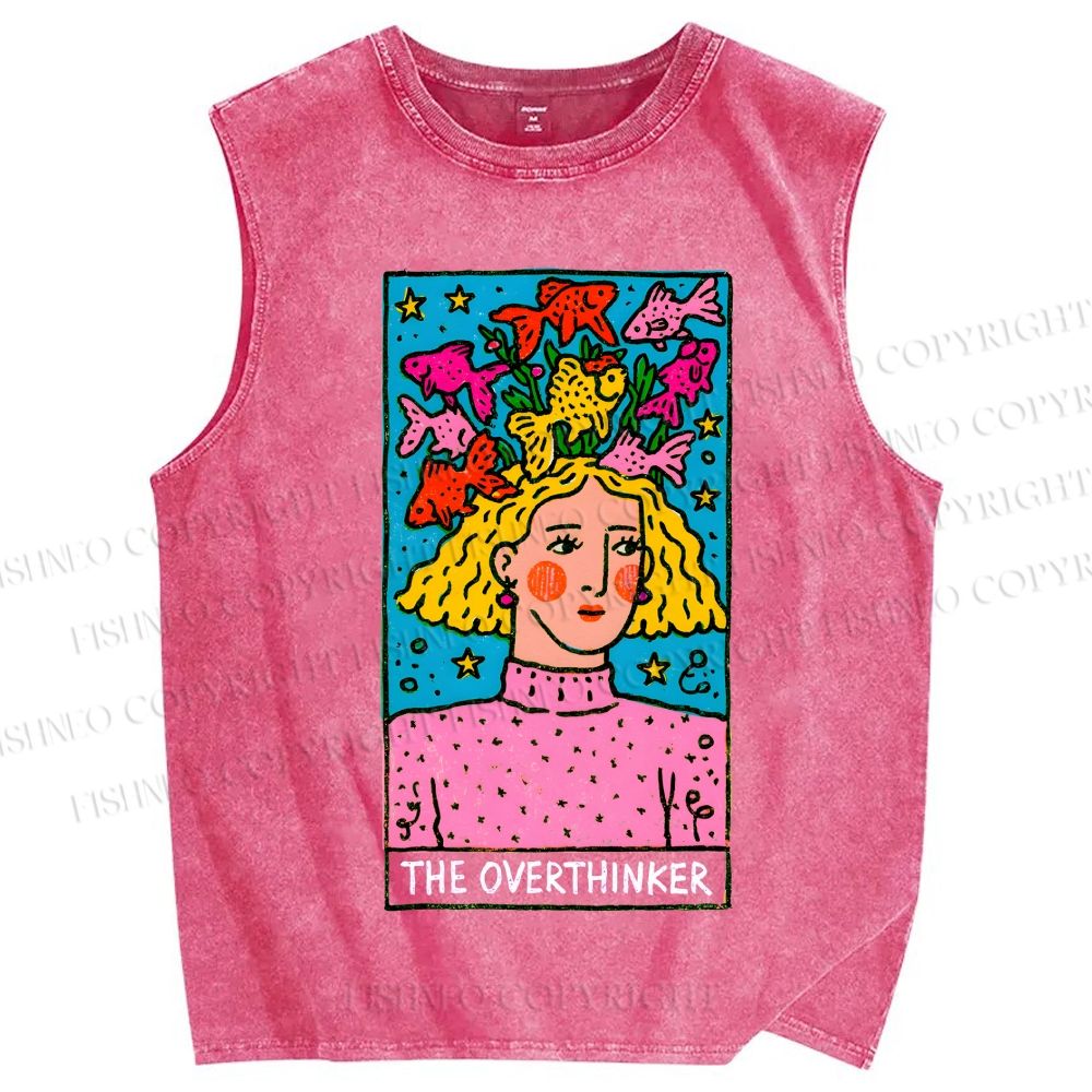 Unisex The Overthinker Printed Washed Tank Top