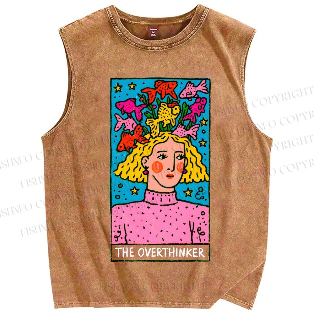 Unisex The Overthinker Printed Washed Tank Top