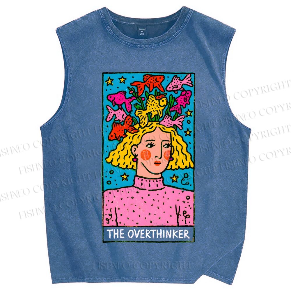 Unisex The Overthinker Printed Washed Tank Top
