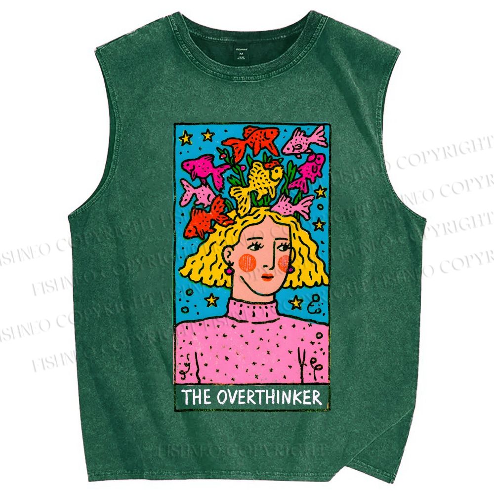 Unisex The Overthinker Printed Washed Tank Top